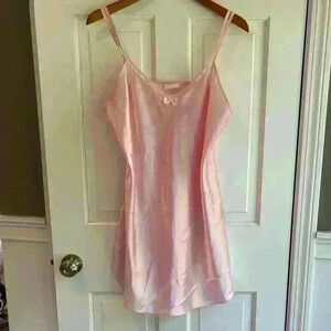 Pink satin slip dress